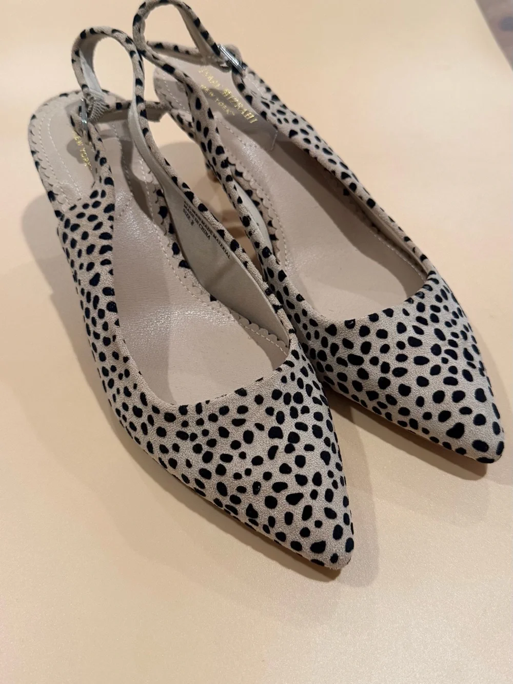Isaac Mizrahi Beige Leopard Print Pointed Slingback Heels